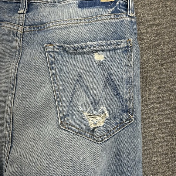 Mother Superior High Waisted Rider Skimp Jeans Women Sz 32 Light Blue Distressed - Picture 5 of 13